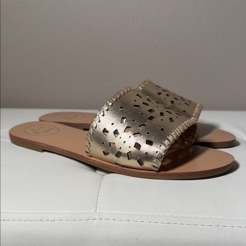 Jack Rogers Gold Cut-Out Slide Sandals - Picture 5 of 7